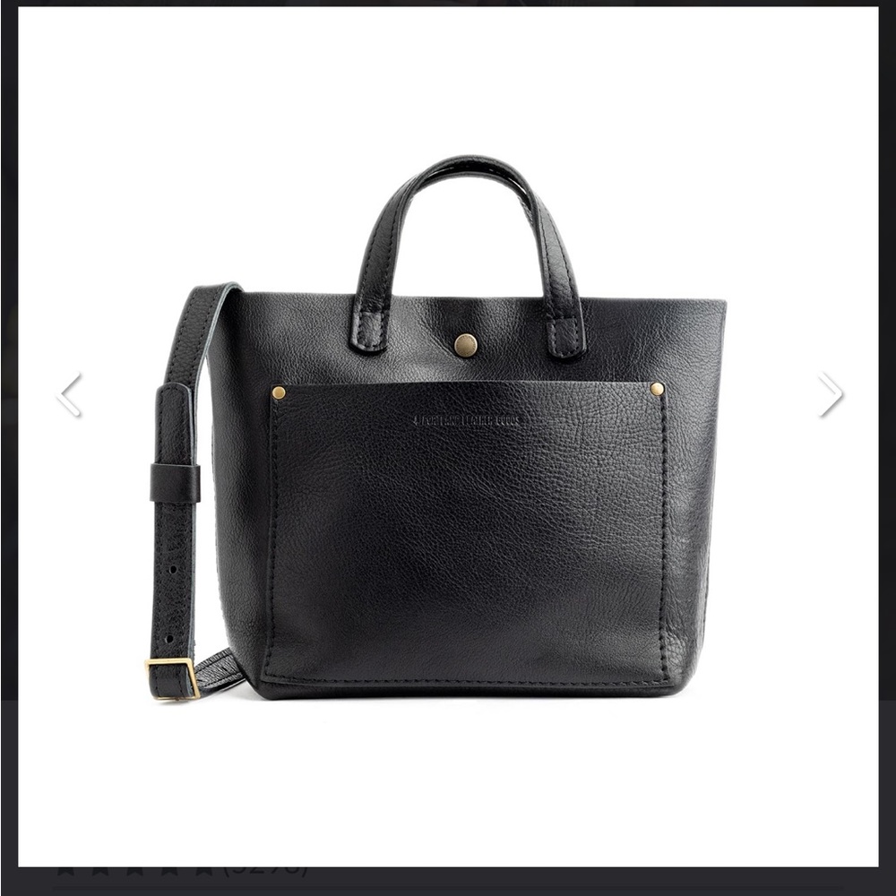 Portland Leather Goods Mini Crossbody Tote in Pebbled Black, Classic